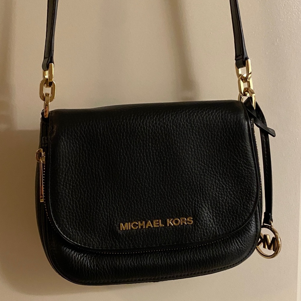 Michael Kors Black Crossbody Bag with Gold Accents